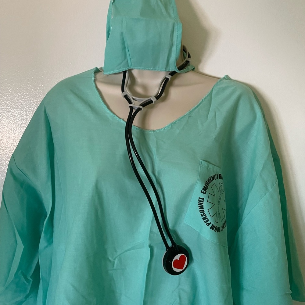Adult Halloween Costume — Medical Scrubs with Facemask with Stethoscope